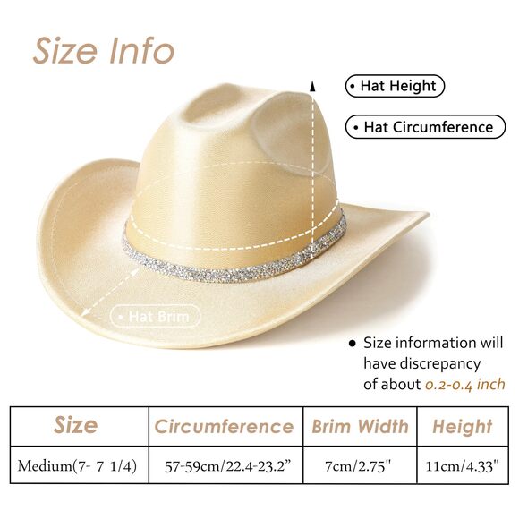 3551 Glitter Cowboy Hat For Women And Men Party Disco Cowgirl